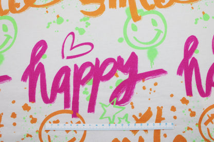 Heller Sweatstoff mit Graffitimuster in Neonfarben Maßstab