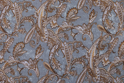 Blaugrauer Viskosecrepe mit braunem Paisleymuster Detailbild