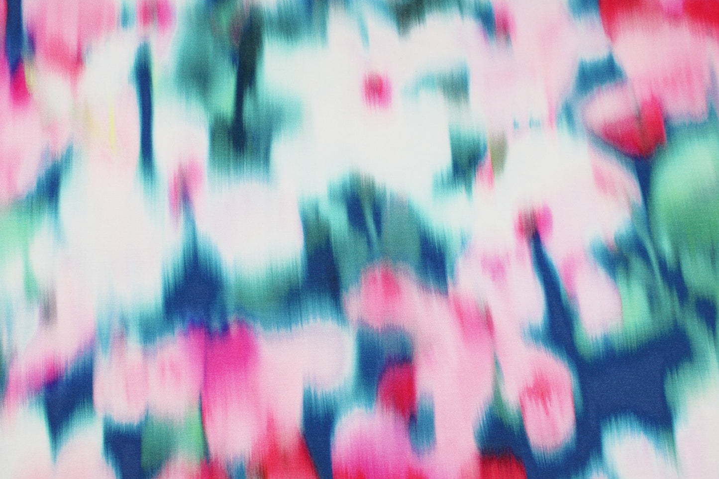 Viskosejersey Sizilien mit abstraktem Blumenmuster in Petrol und Pink Detailbild