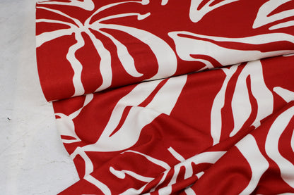 Viskosestoff Light & Lush mit Blumenmuster Rot Ecru Ballenansicht