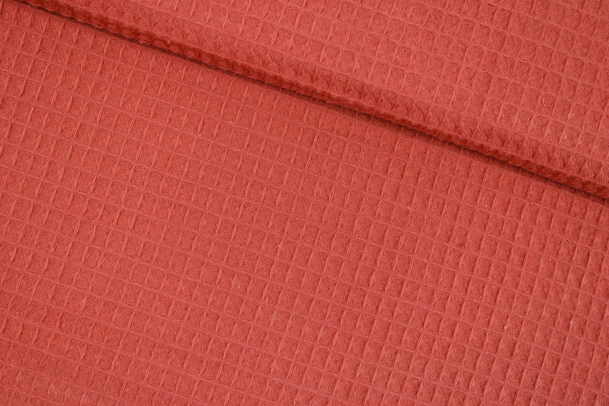 Waffelpique Nelson in uni Terracotta quer