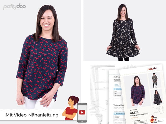Schnittmuster Allie - Damenbluse und-kleid von Pattydoo