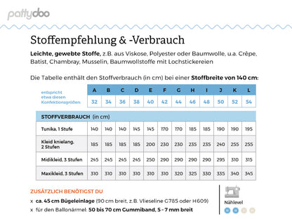 Stufenkleid und -tunika Angeln von pattydoo Stoffverbrauch